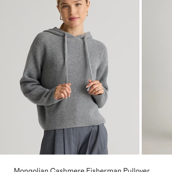 Quince Gray Ribbed Women's Crewneck Sweater - Picture 4 of 4